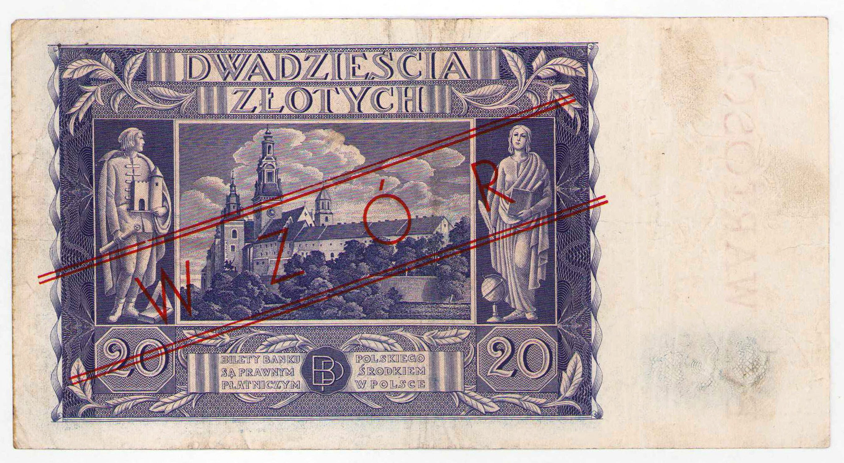 Falsyfikat wzoru 20 złotych 1932 seria BV