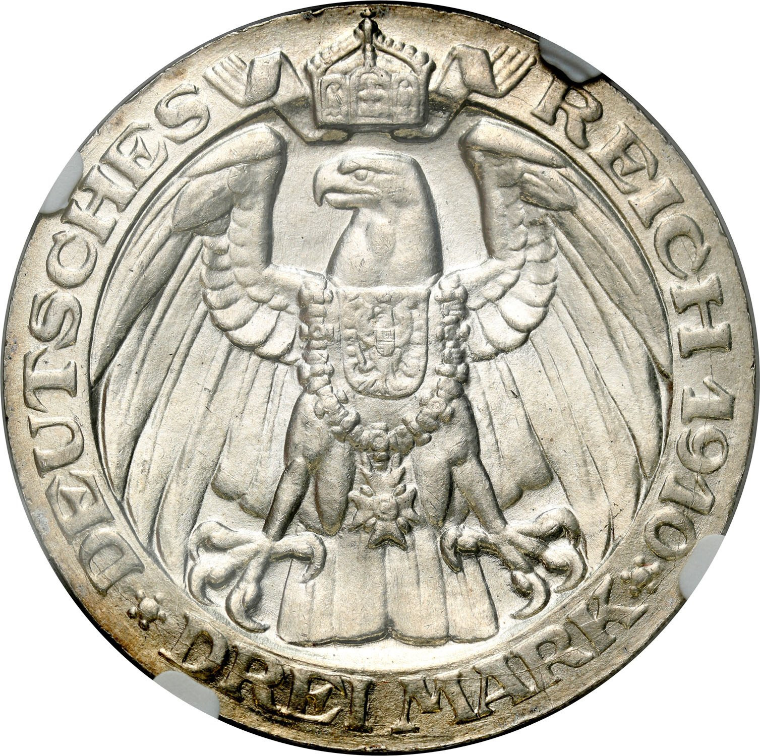 Niemcy, Prusy. 3 marki 1910 A, Uniwersytet Berlin NGC MS62