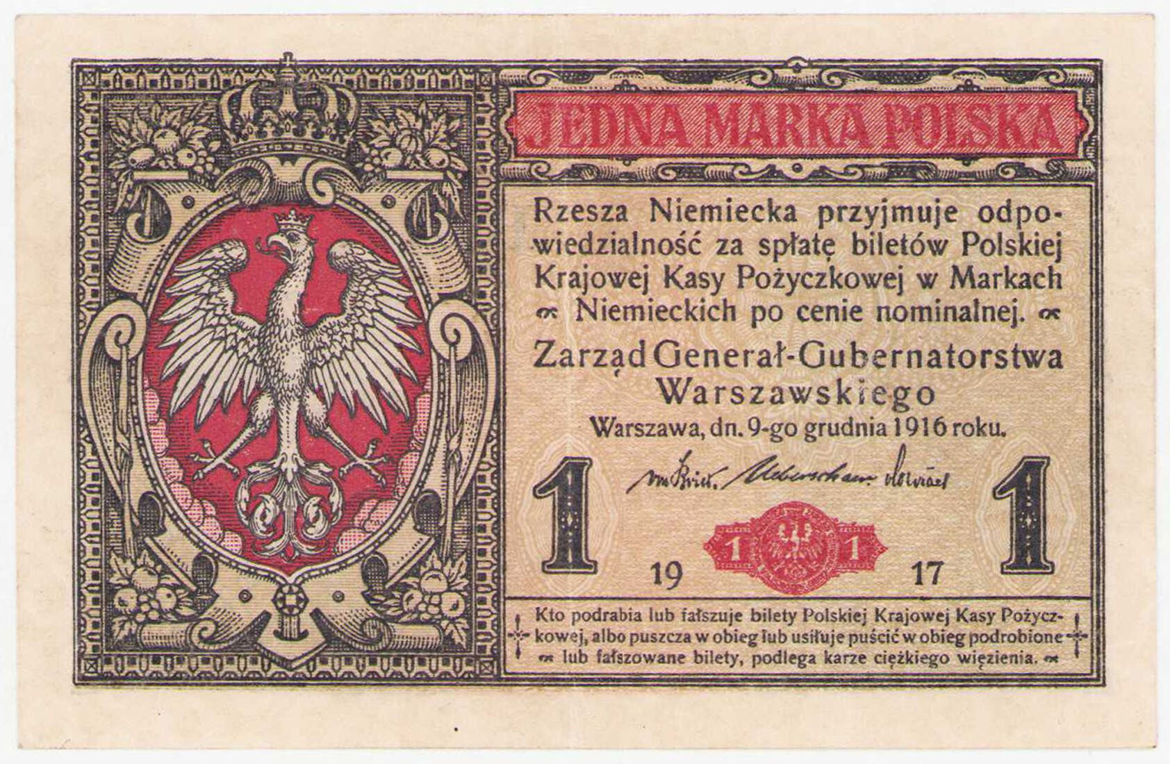 1 marka polska 1916 seria B – Generał