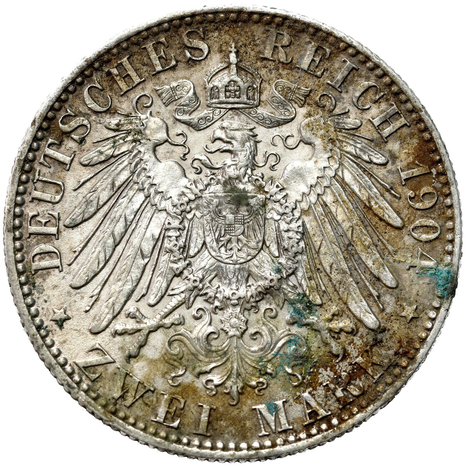 Niemcy, Saksonia. Jerzy (1902–1904). 2 marki 1904 E, Muldenhütten