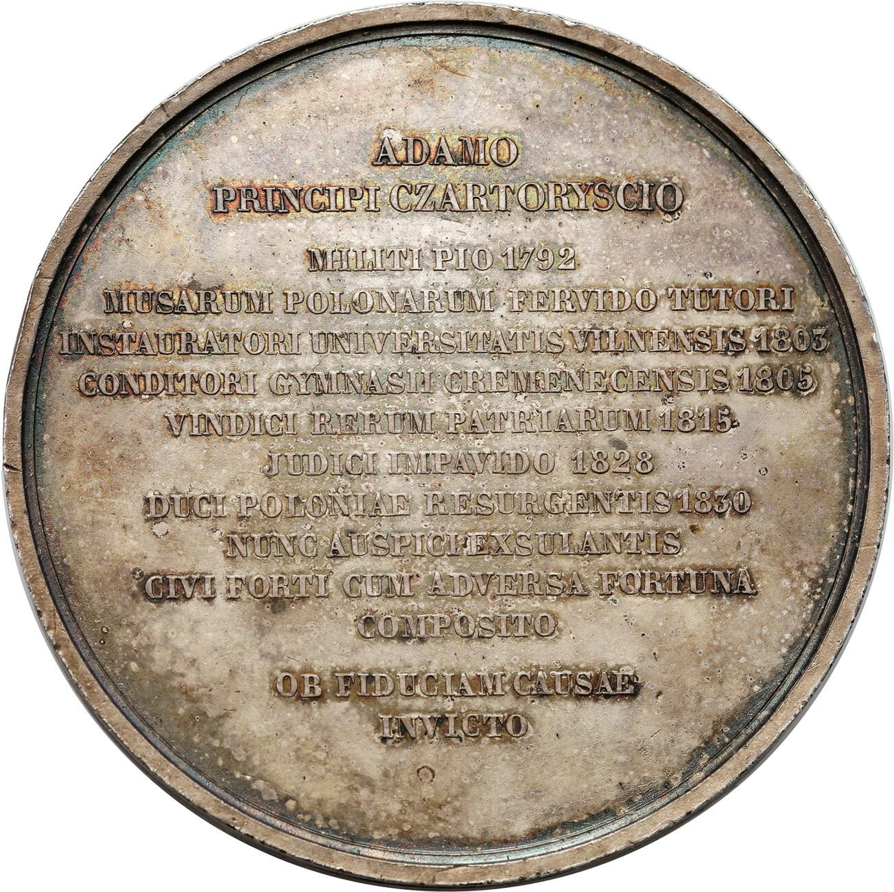 Polska. Adam książę Czartoryski medal 1847, Barre , Paryż - późniejsze wykonanie
