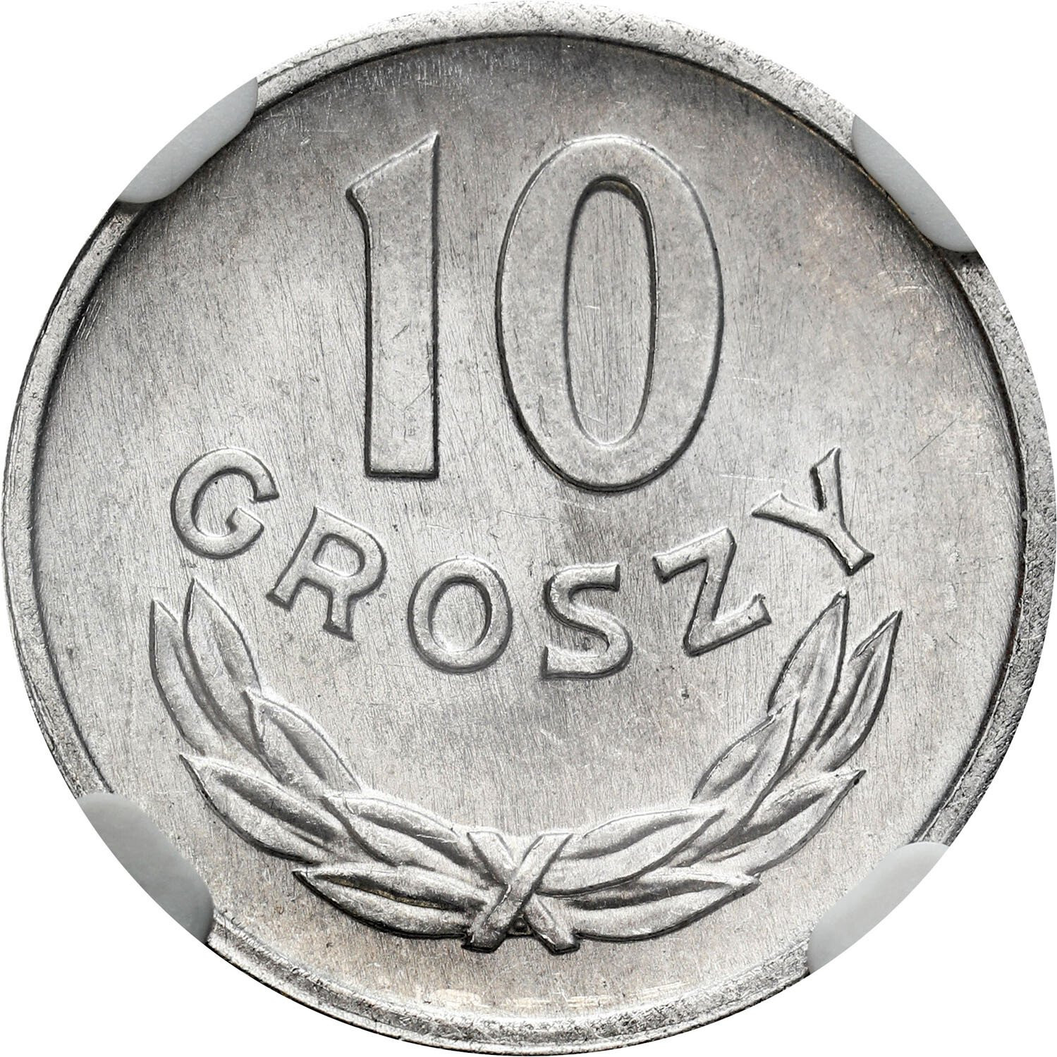 PRL. 10 groszy 1973 BEZ ZNAKU NGC MS64 - Najrzadsza moneta PRL