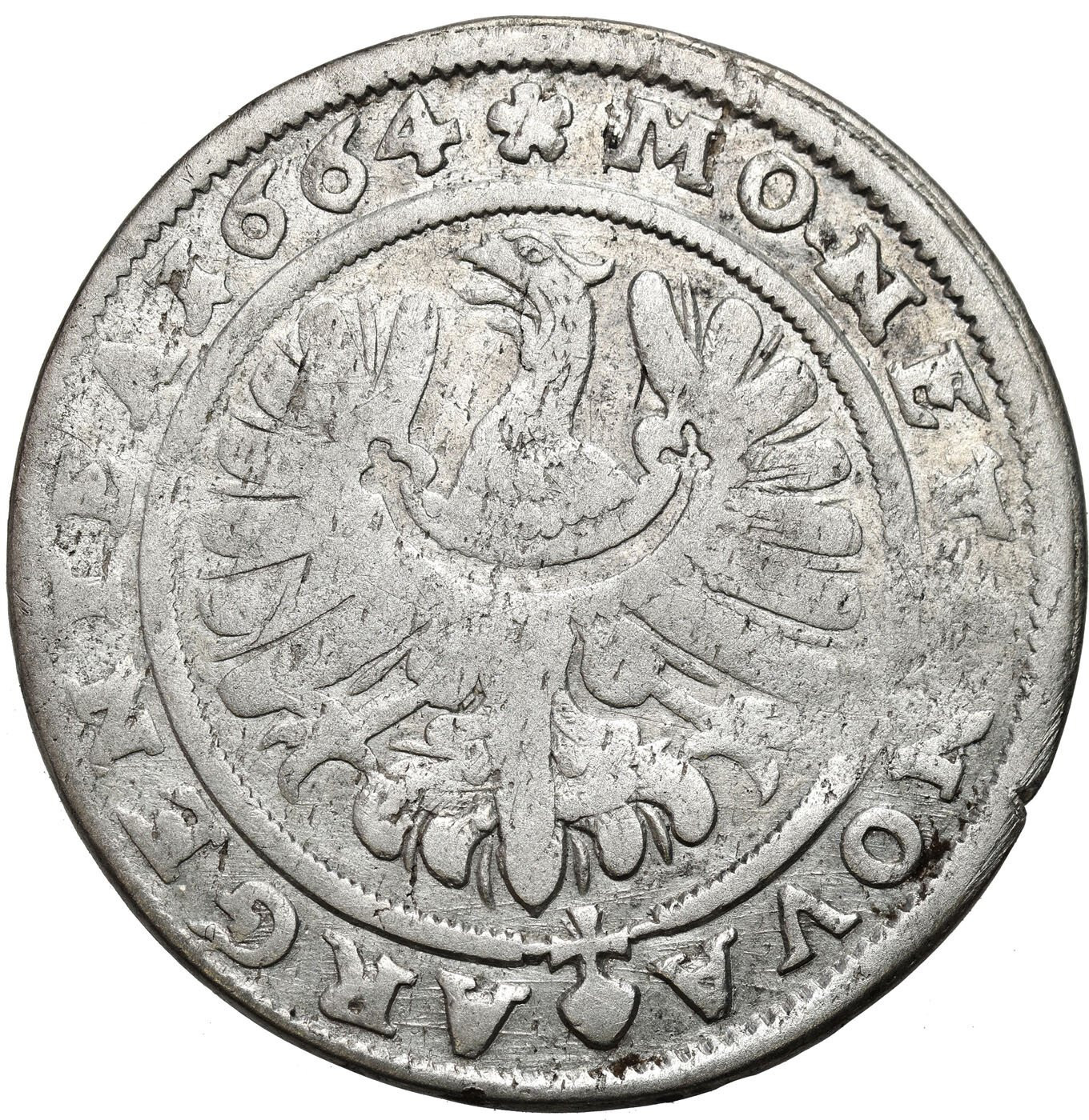 Śląsk, Księstwo Legnicko-Brzesko-Wołowskie. Krystian Wołowski (1639–1673). 15 krajcarów 1664, Brzeg