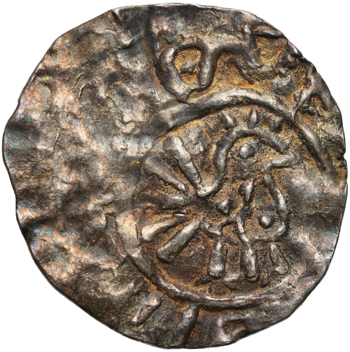 Bolesław Chrobry (992-1025). Denar jednostronny typu Princes Polonie, odmiana zbarbaryzowana