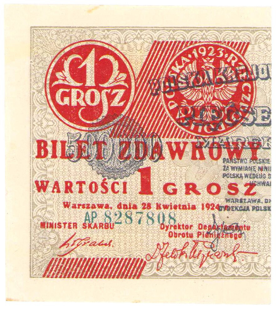 1 grosz 1924 seria AP - LEWA STRONA