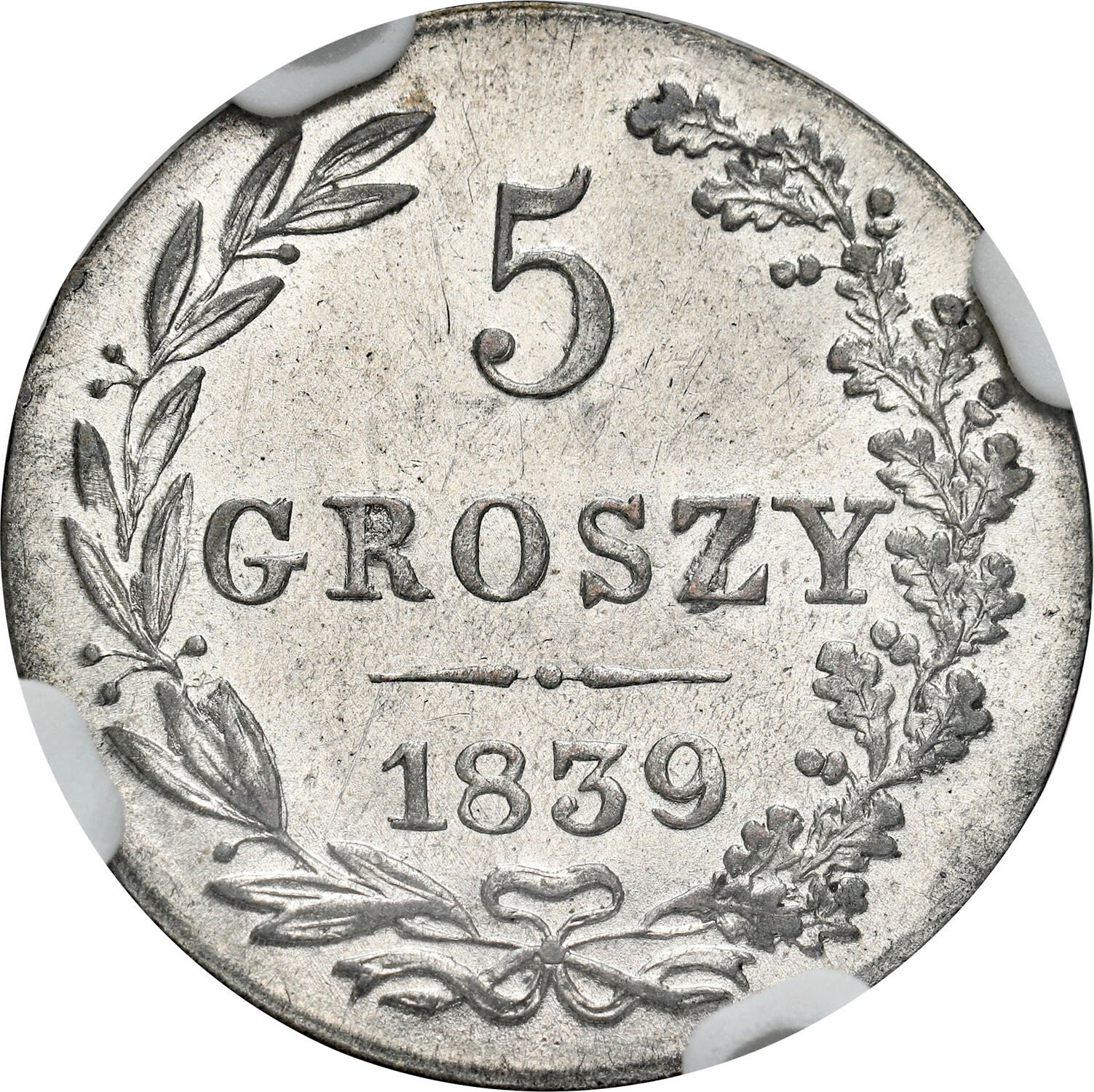 Polska XIX w./Rosja. Mikołaj I. 5 groszy 1839 MW, Warszawa NGC MS64 (2 MAX)