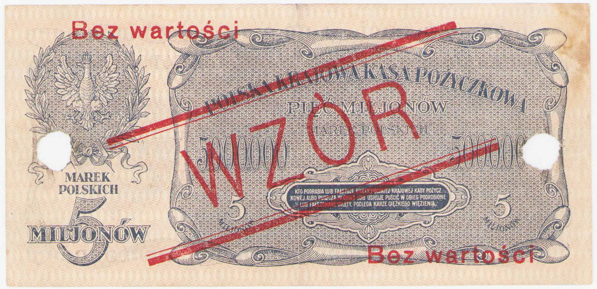 WZÓR 5.000.000 marek polskich 20.11.1923