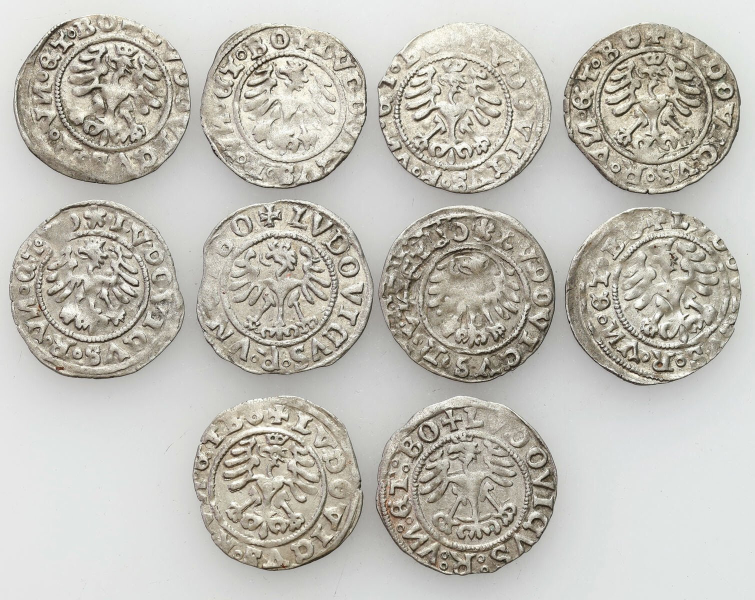 Śląsk, Ludwik Jagiellończyk (1516–1526). Półgrosz 1526, Świdnica, zestaw 10 sztuk