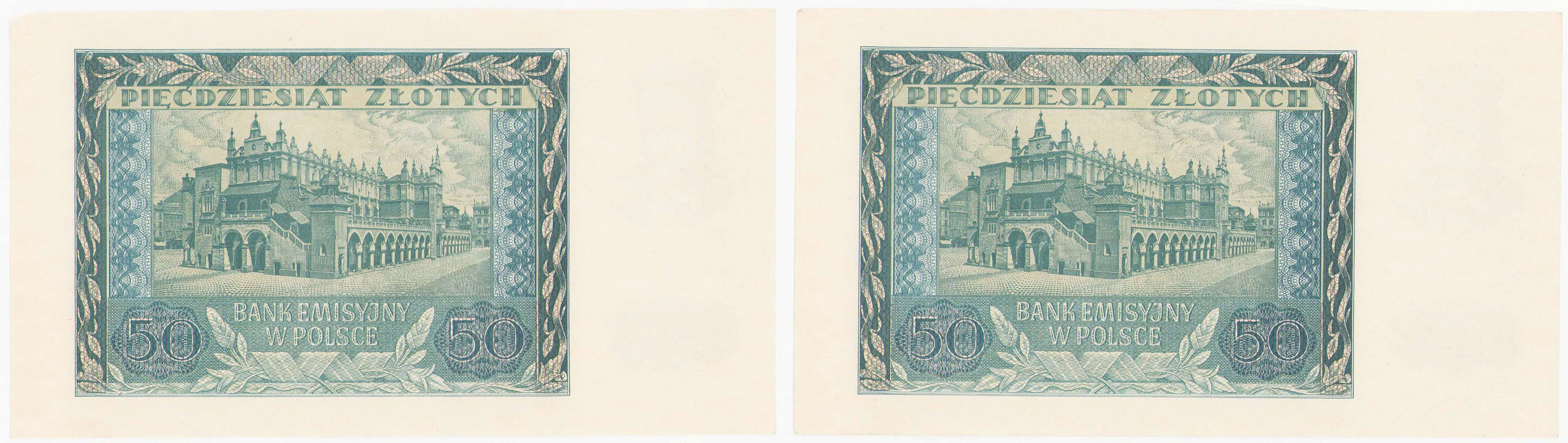 50 złotych 1941 seria D, zestaw 2 banknotów