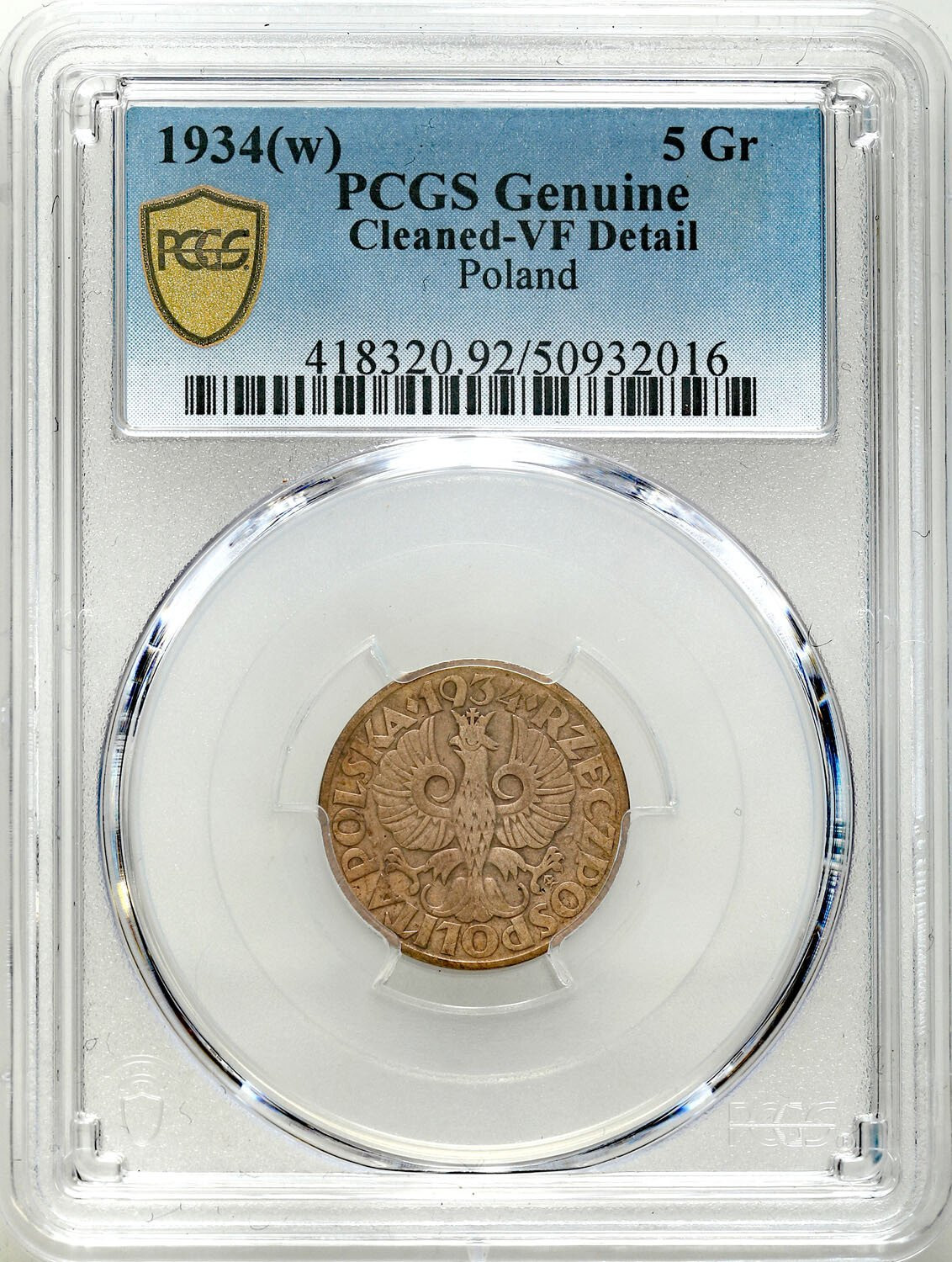 II RP. 5 groszy 1934 PCGS VF