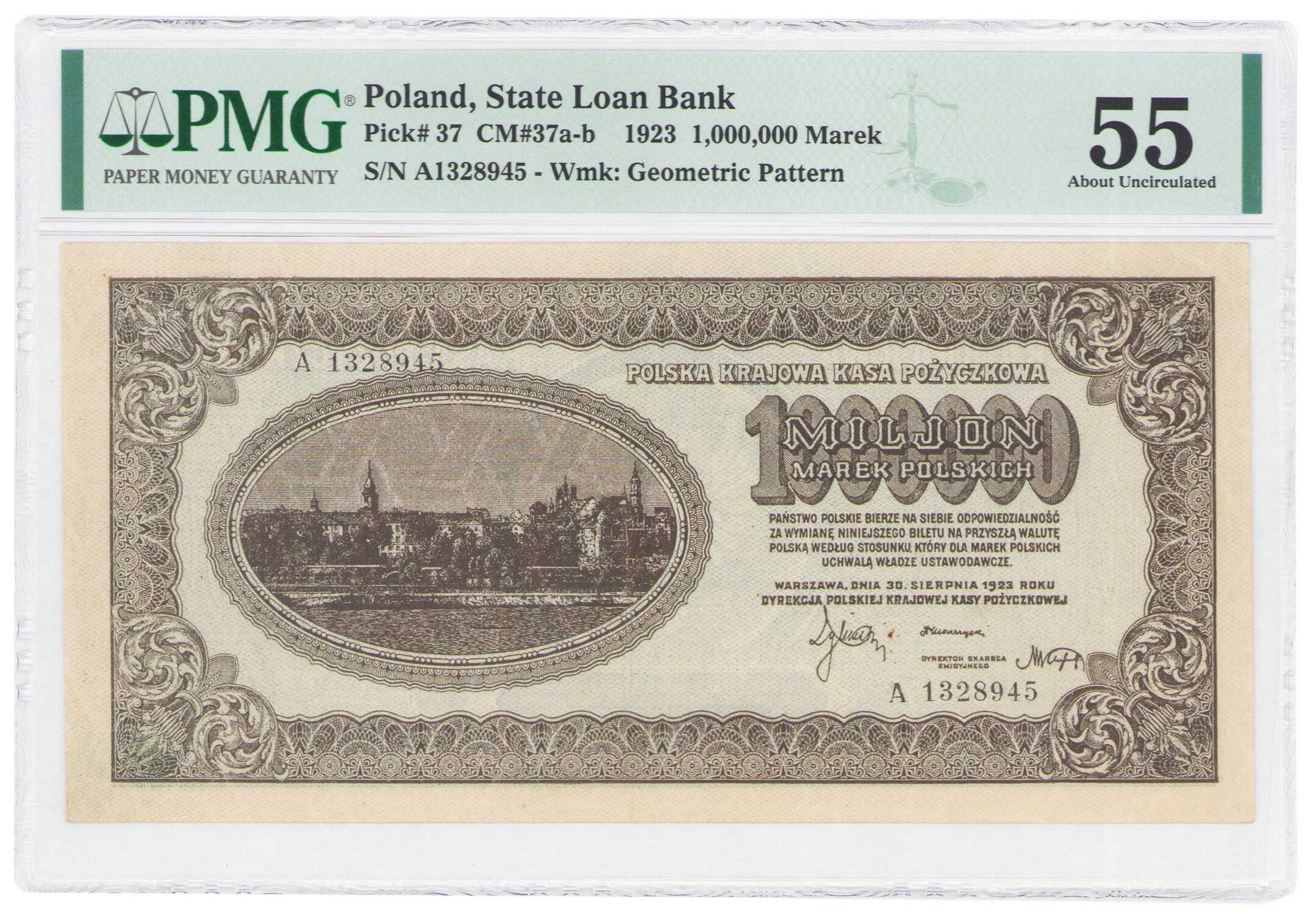 1.000.000 marek polskich 1923 seria A, PMG 55 - RZADKIE