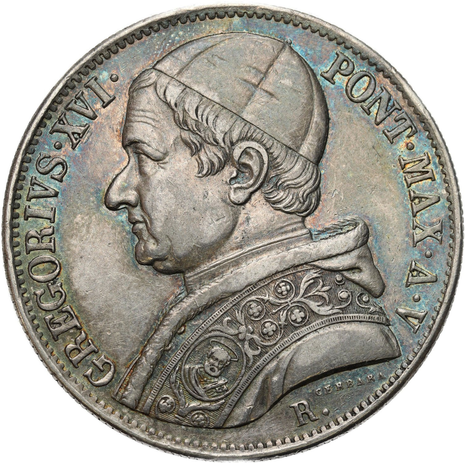 Włochy, Watykan. Gregorio XVI (1831–1846). Scudo, 1835 R, Rzym