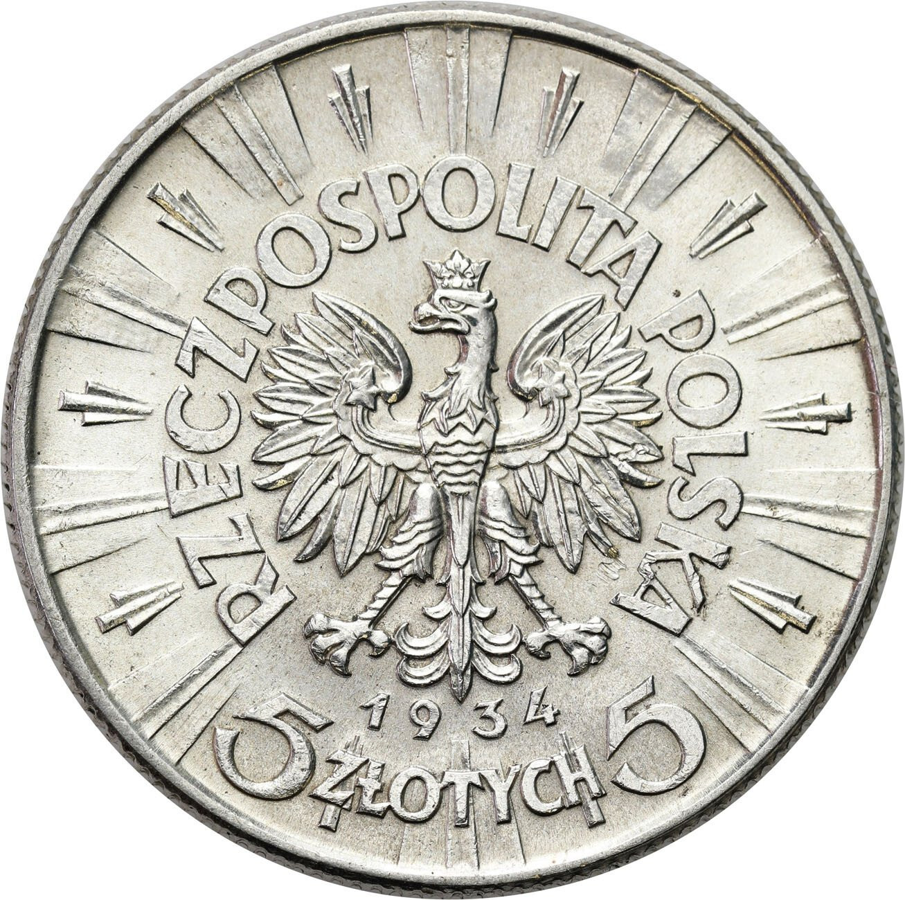 II RP. 5 złotych 1934 Piłsudski – PIĘKNE