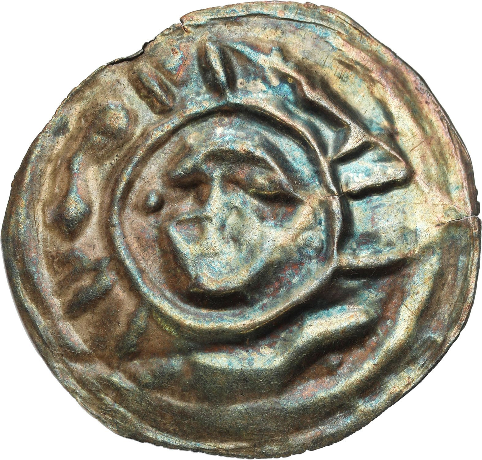 Śląsk, Księstwo Wrocławskie. Henryk I Brodaty (1201-1238), lub Henryk II Pobożny (1238-1241), Brakteat ratajski - RZADKI
