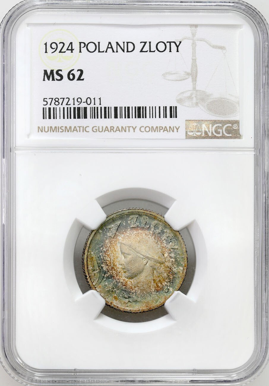 II RP. 1 złoty 1924 Paryż NGC MS62 - PIĘKNE