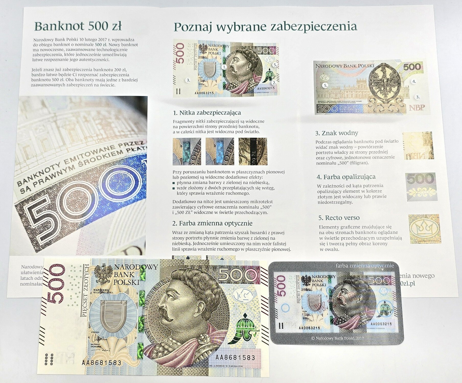 Polska. 500 złotych 2016, Seria AA