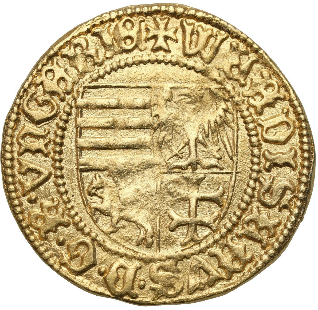 Węgry / Polska. Władysław Warneńczyk (1440-1444). Goldgulden (floren) bez daty (1441), Hermanstadt (Sibiu) NGC AU58 - BARDZO ŁADNY