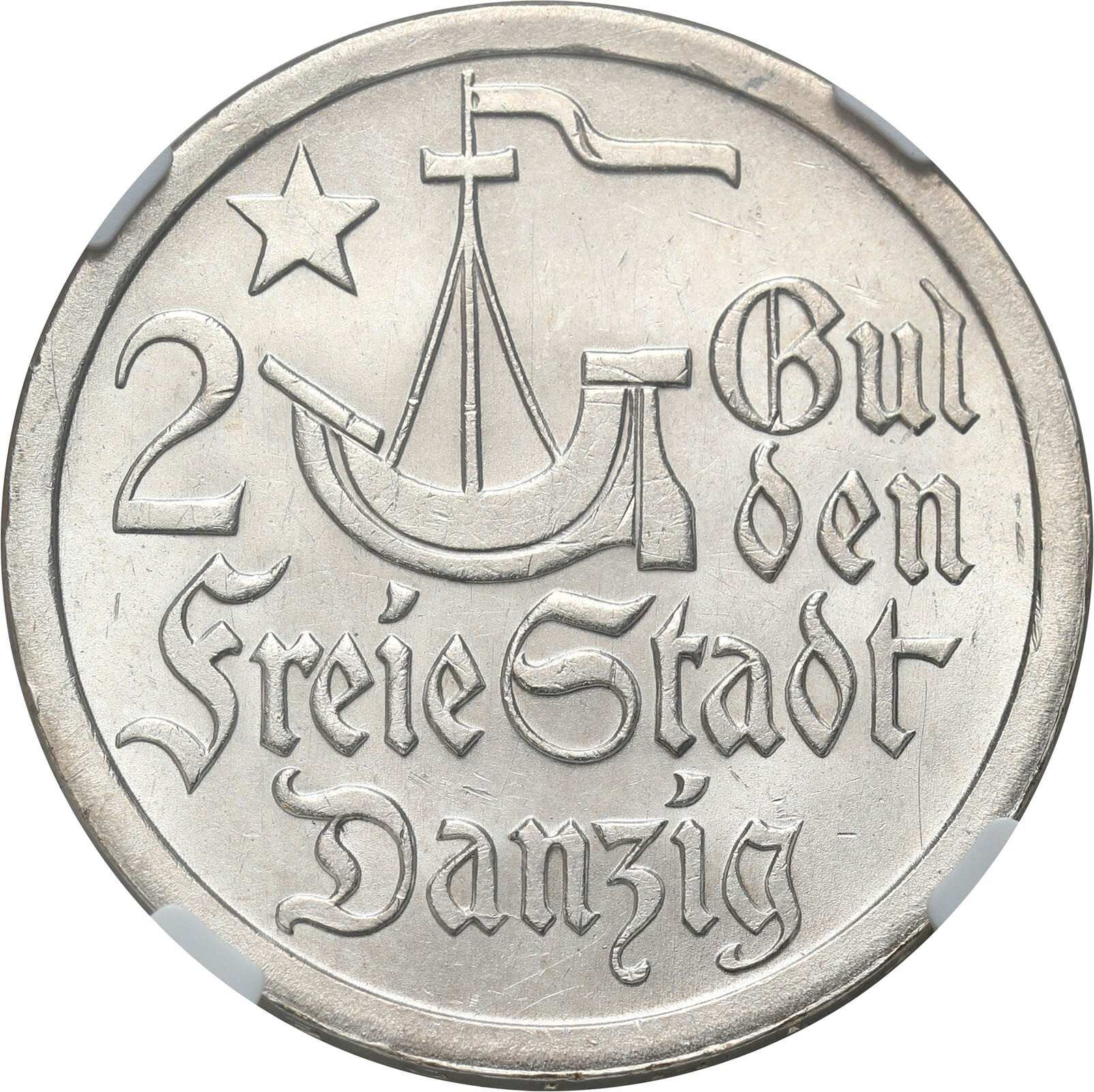 Wolne Miasto Gdańsk/Danzig. 2 Guldeny 1923 NGC MS63 - PIĘKNE