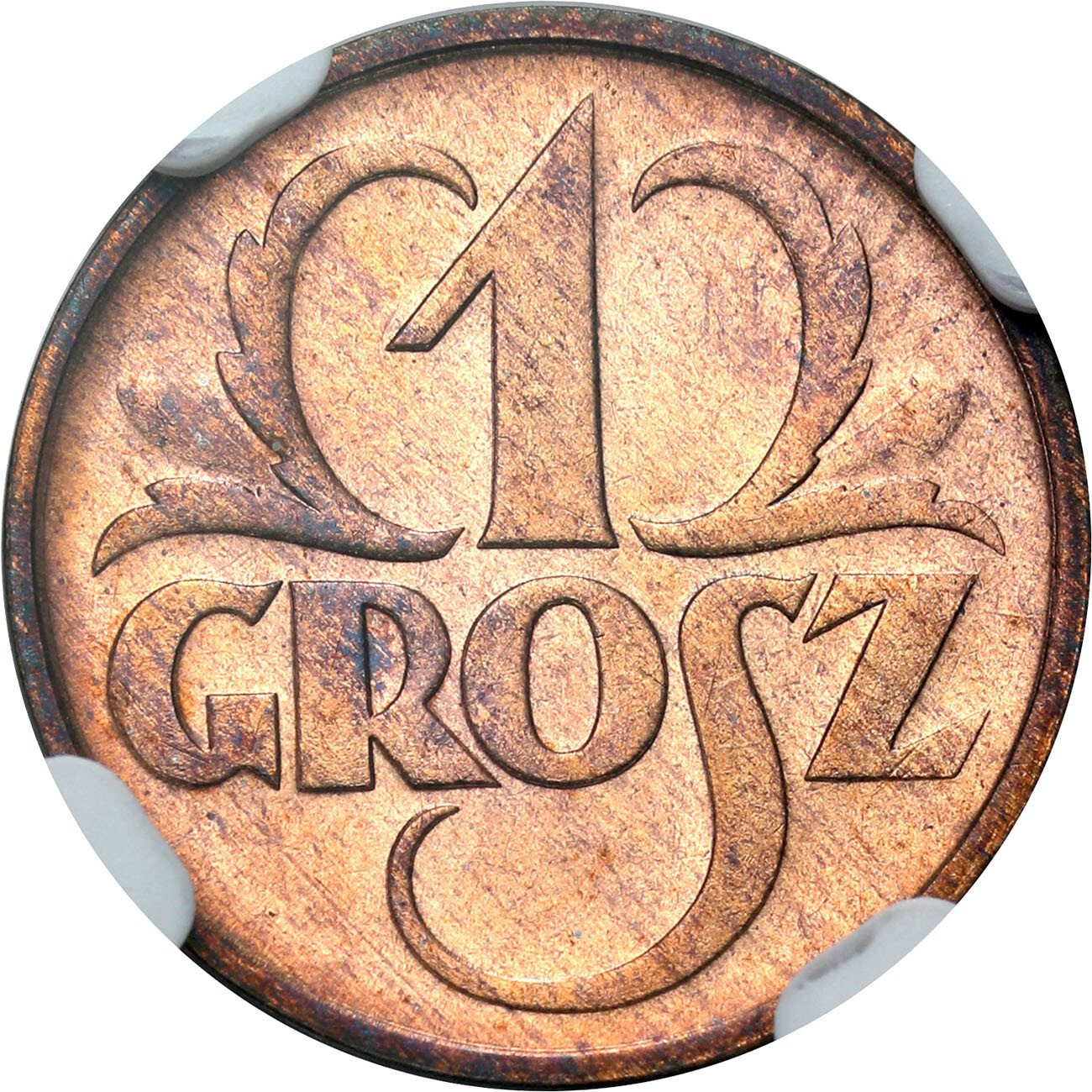 II RP. 1 grosz 1935 NGC MS65 RD PL (MAX) - JAK LUSTRZANKA