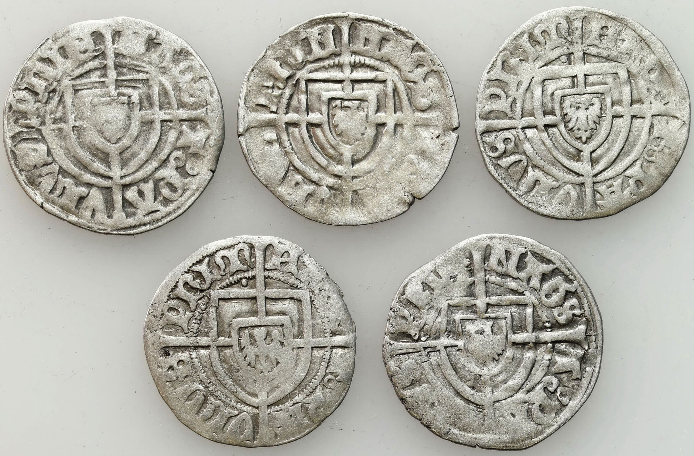 Zakon Krzyżacki. Paweł I Bellitzer (1422–1441). Szeląg, zestaw 4 monet