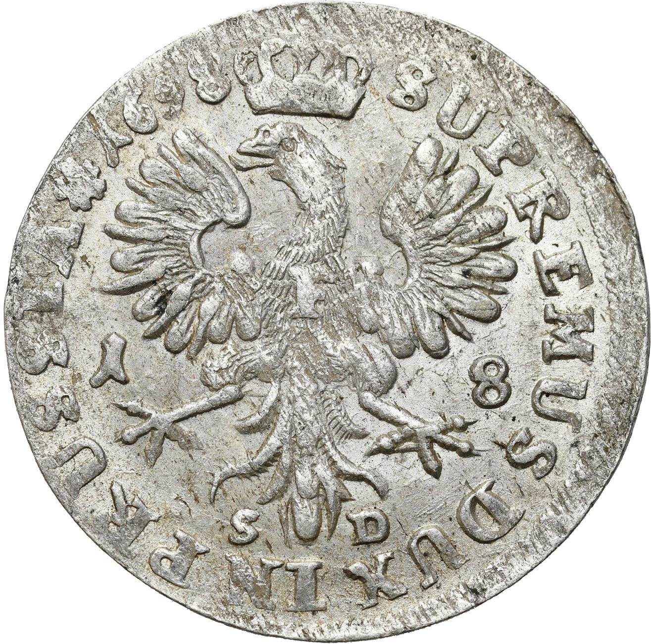 Niemcy, Brandenburgia-Prusy. Fryderyk III (1688–1701). Ort 1698 SD, Królewiec – ŁADNY