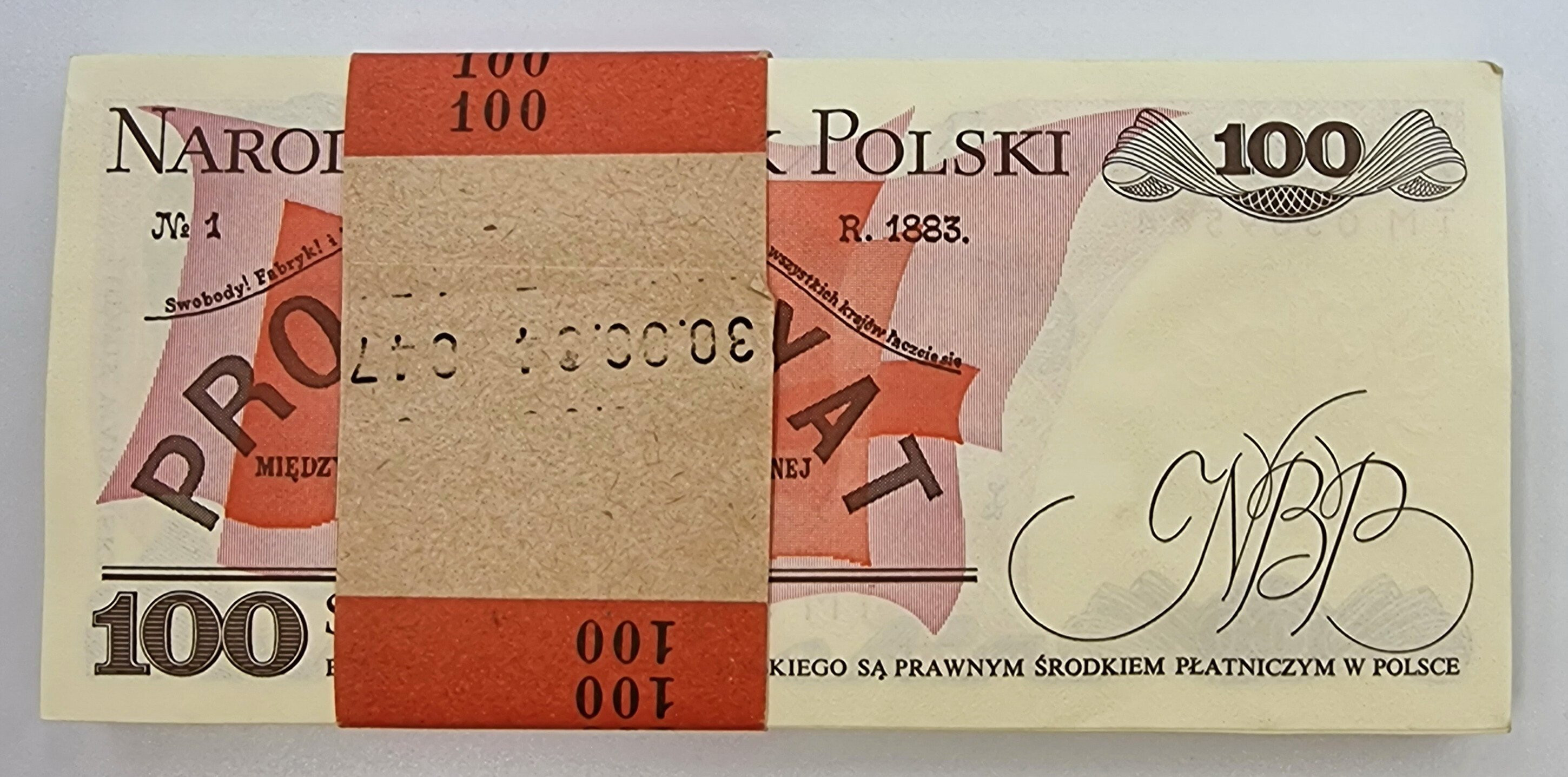 PRL. 100 złotych 1988 seria TM - PACZKA BANKOWA