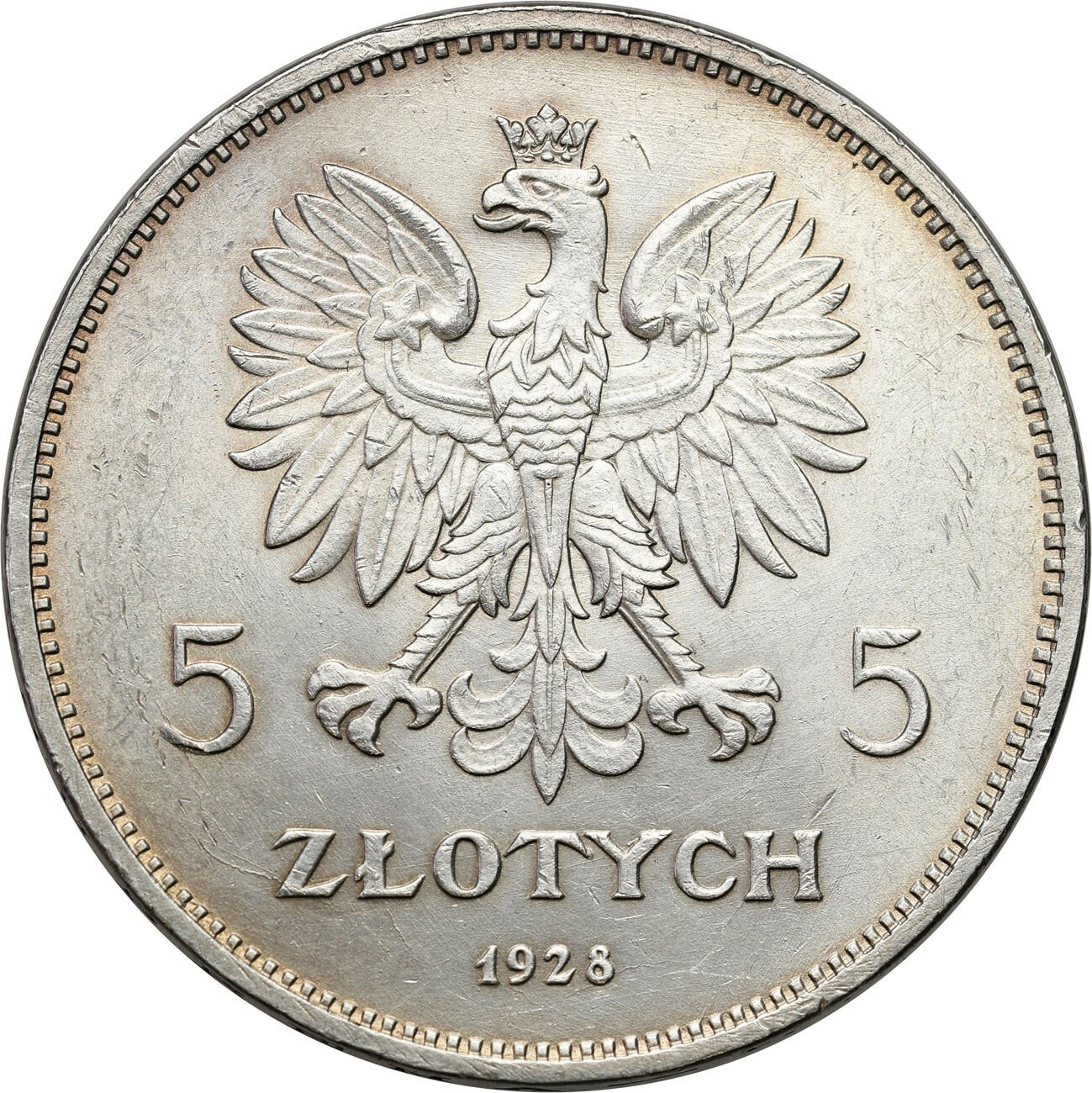 II RP. 5 złotych 1928 Nike bez znaku mennicy - ŁADNE