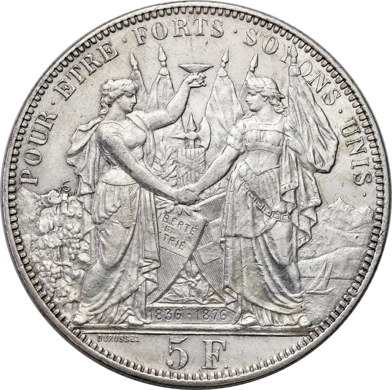 Szwajcaria, 5 franków 1876 Festiwal strzelecki Lausanne 