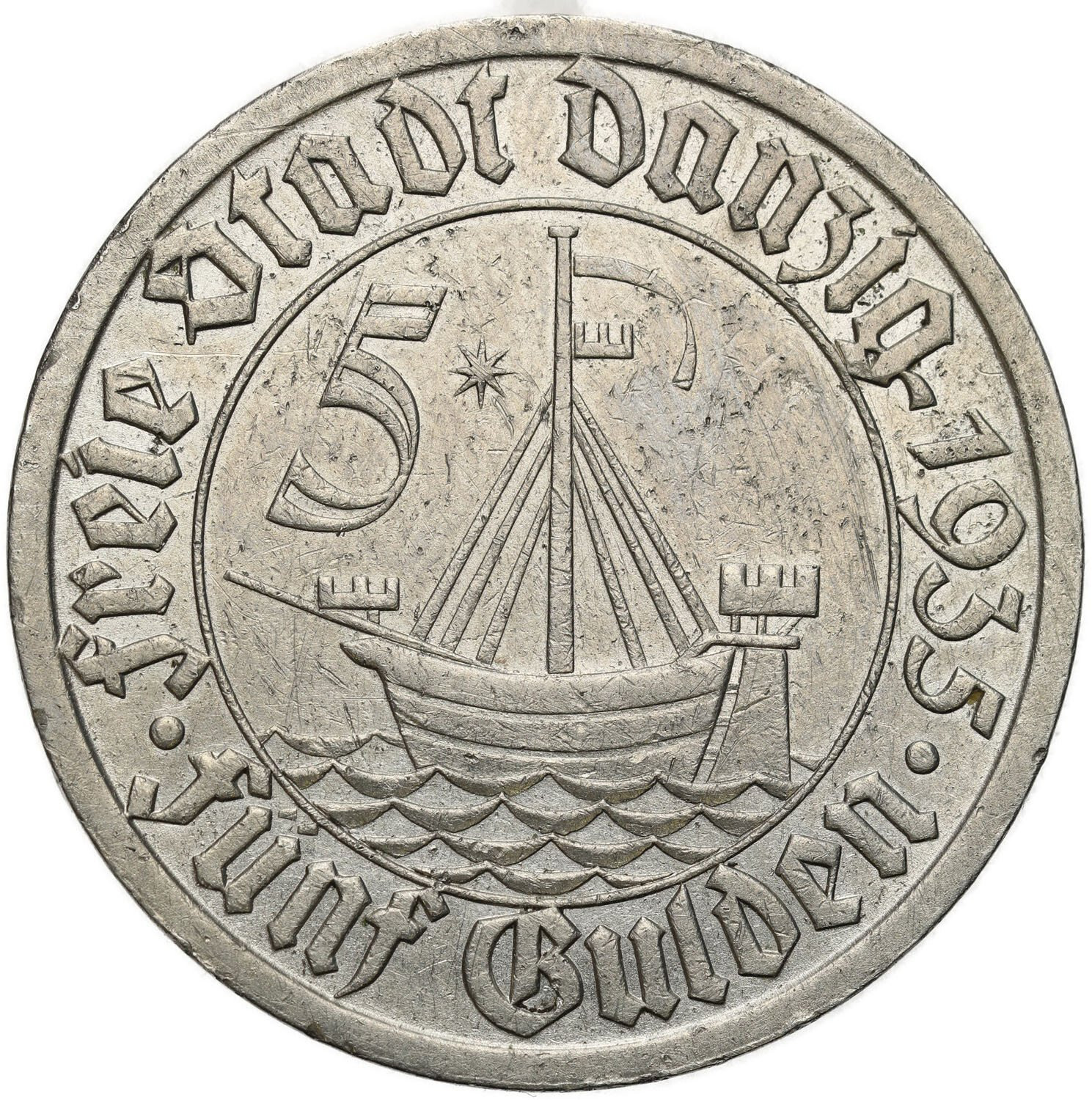 Wolne Miasto Gdańsk/Danzig. 5 Guldenów 1935 Koga – RZADKIE