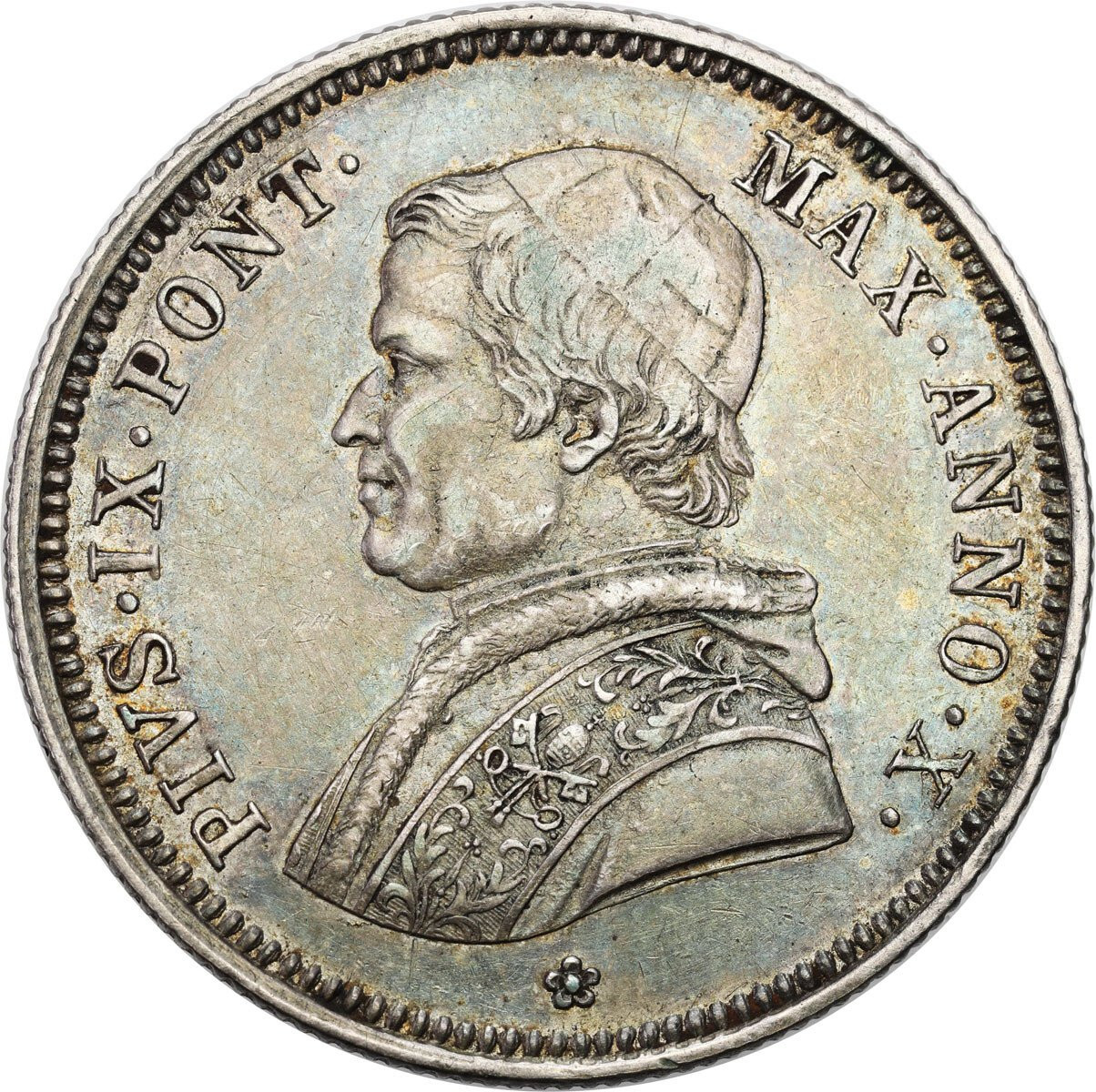 Włochy, Watykan. Pius IX (1846–1878). 50 baiocchi 1856 R, Rzym 