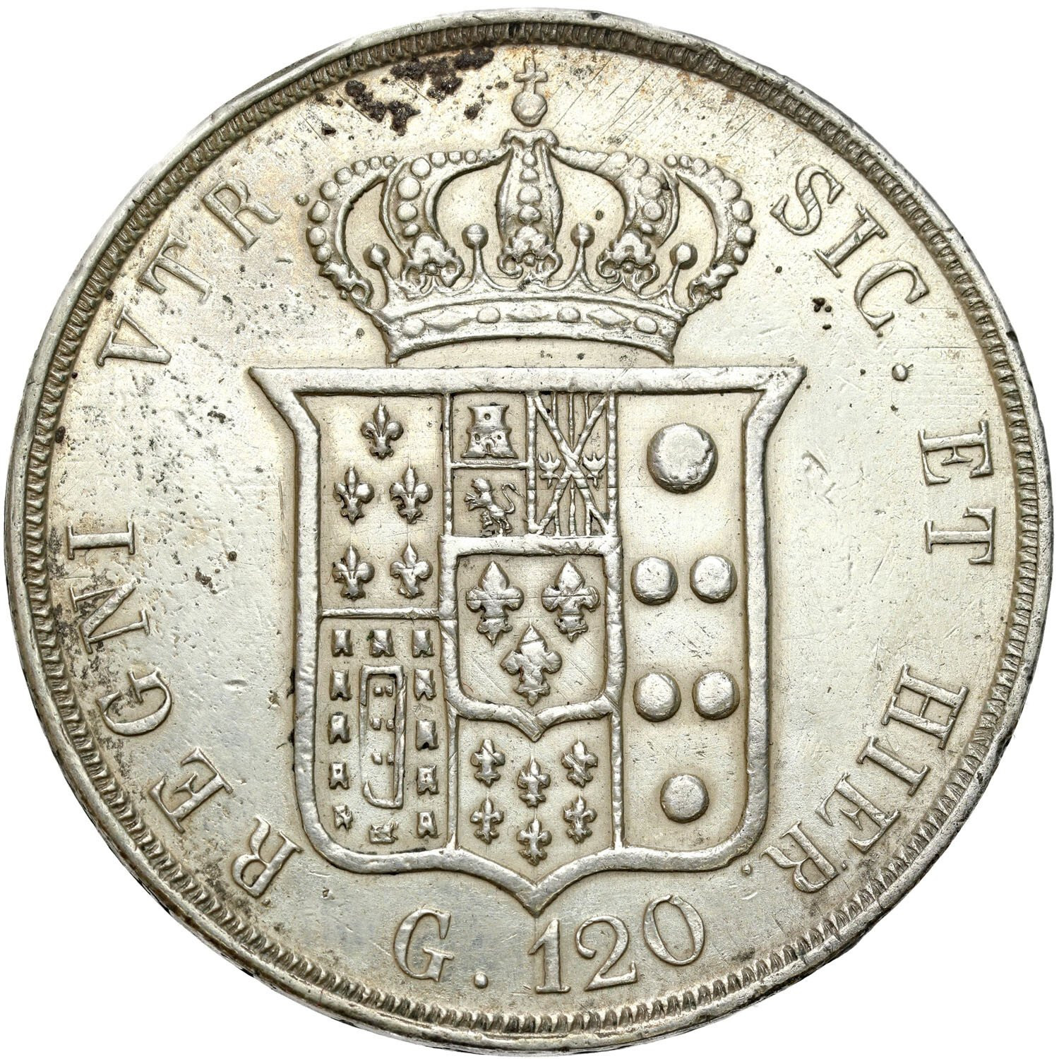 Włochy, Sycylia. Ferdynand II (1830–1859). Piastra = 120 grana 1848