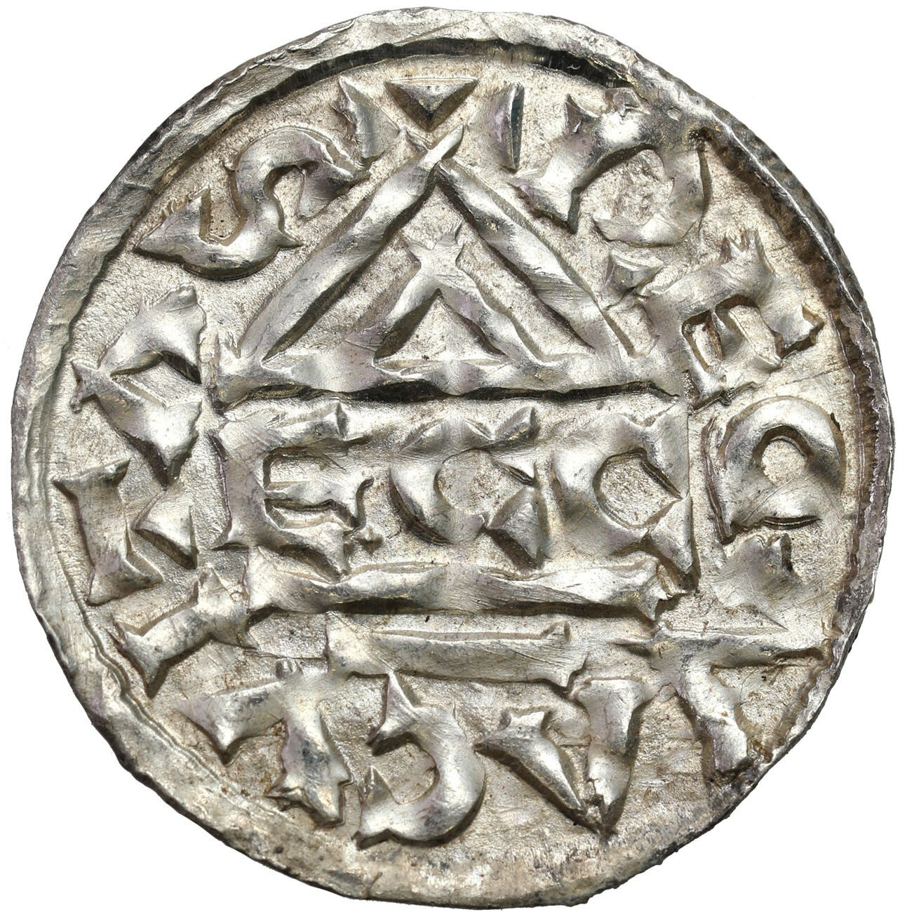 Niemcy, Bawaria, Ratyzbona. Henryk II Kłótnik II - drugie panowanie (985–995). Denar - PIĘKNY