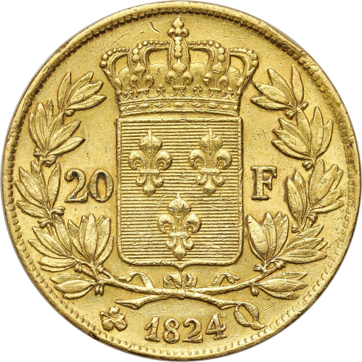 Francja, Ludwik XVIII (1814–1824). 20 franków 1824 Q, Perpignan 