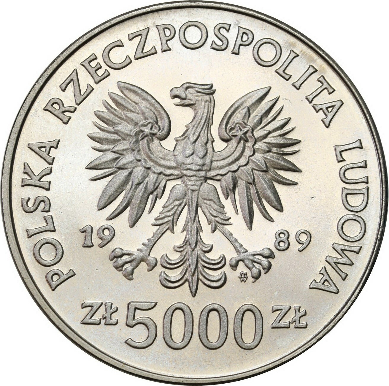 PRL. PRÓBA Nikiel 5.000 złotych 1989 - Toruń - Mikołaj Kopernik