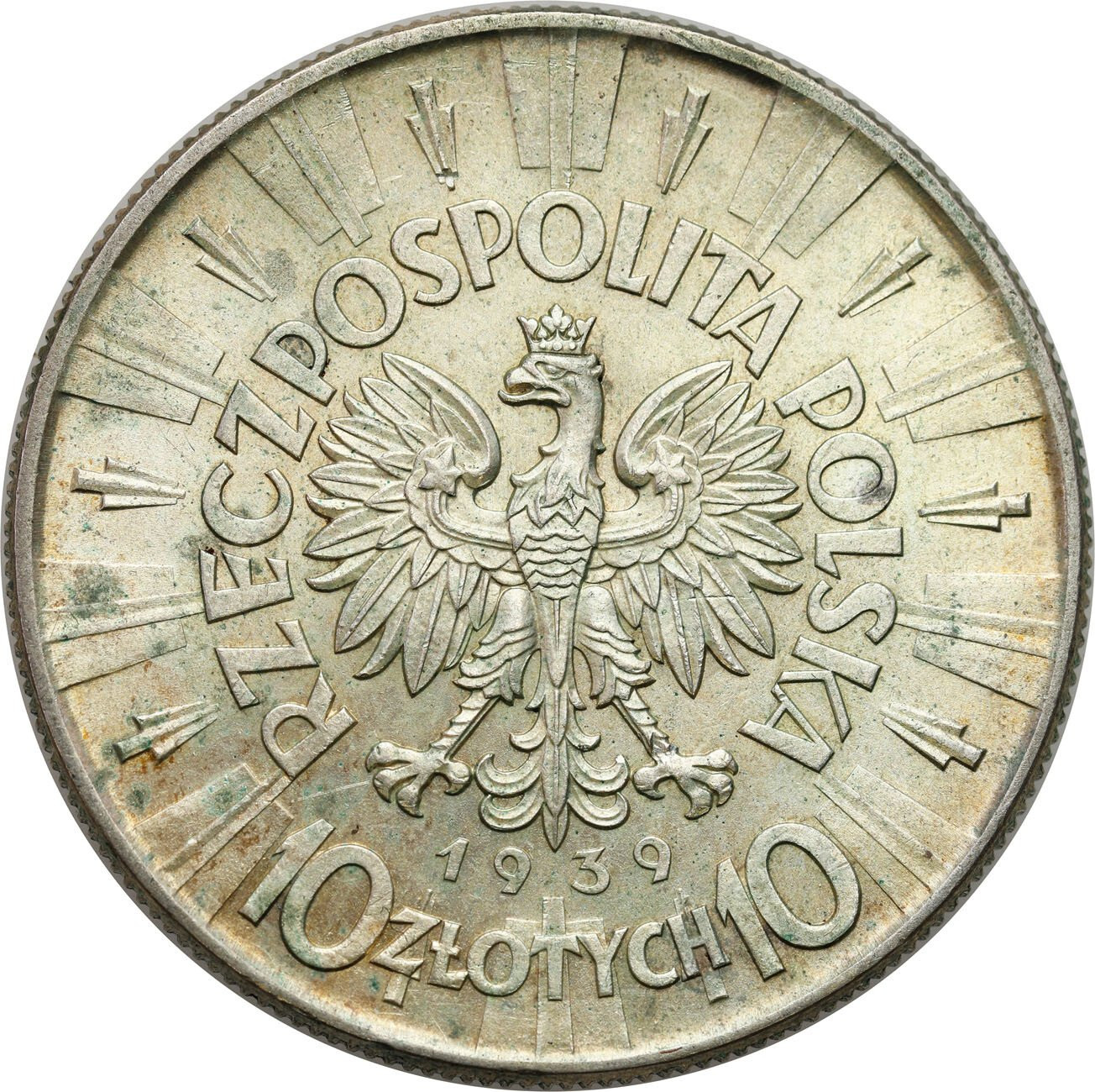 II RP. 10 złotych 1939 Piłsudski – BARDZO ŁADNY