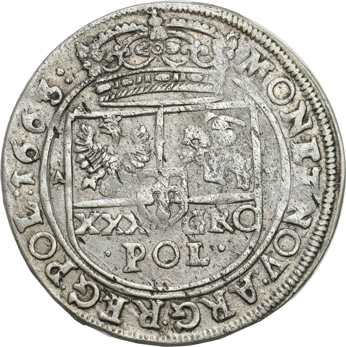 Jan II Kazimierz. Tymf (złotówka) 1663, Bydgoszcz