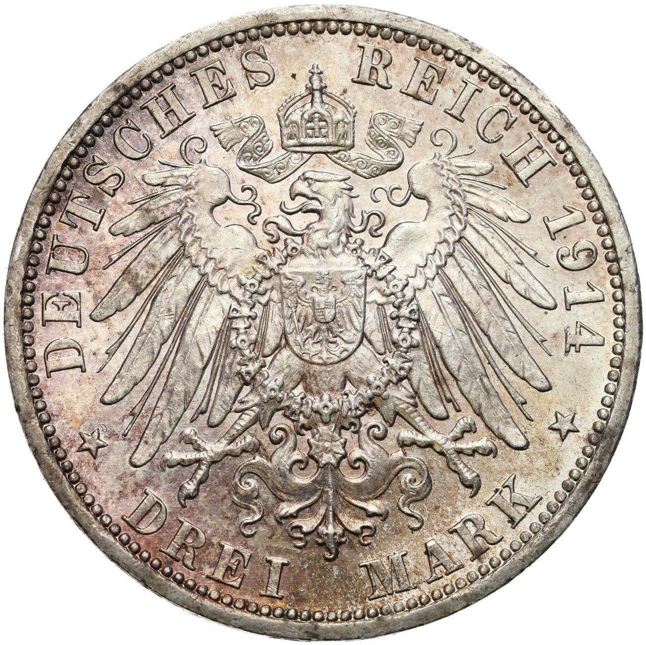 Niemcy, Prusy. Wilhelm II (1888–1918). 3 marki 1914 A, Berlin – PIĘKNE 