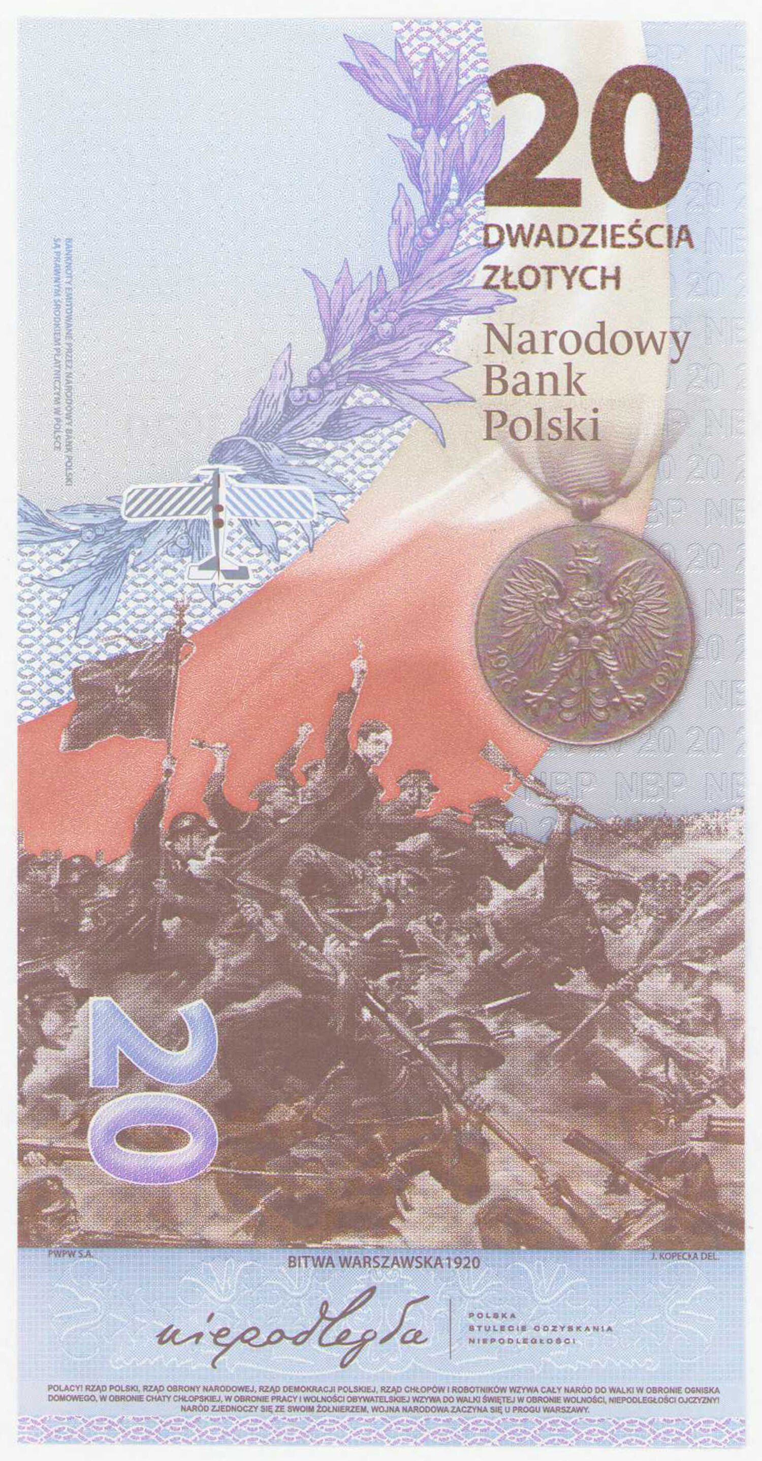 20 złotych 2020, 100 rocznica - Bitwa Warszawska 1920