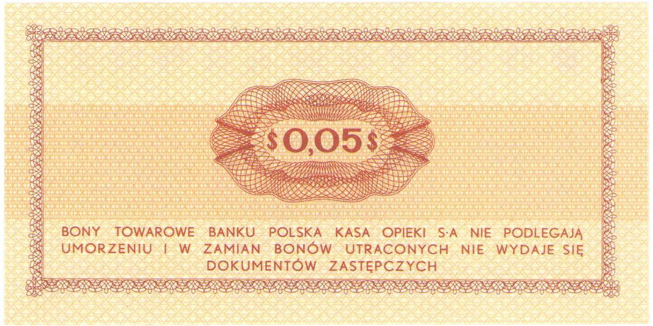 Bank PEKAO S.A. Bon na 5 centów 1969 seria Ea - PIĘKNE