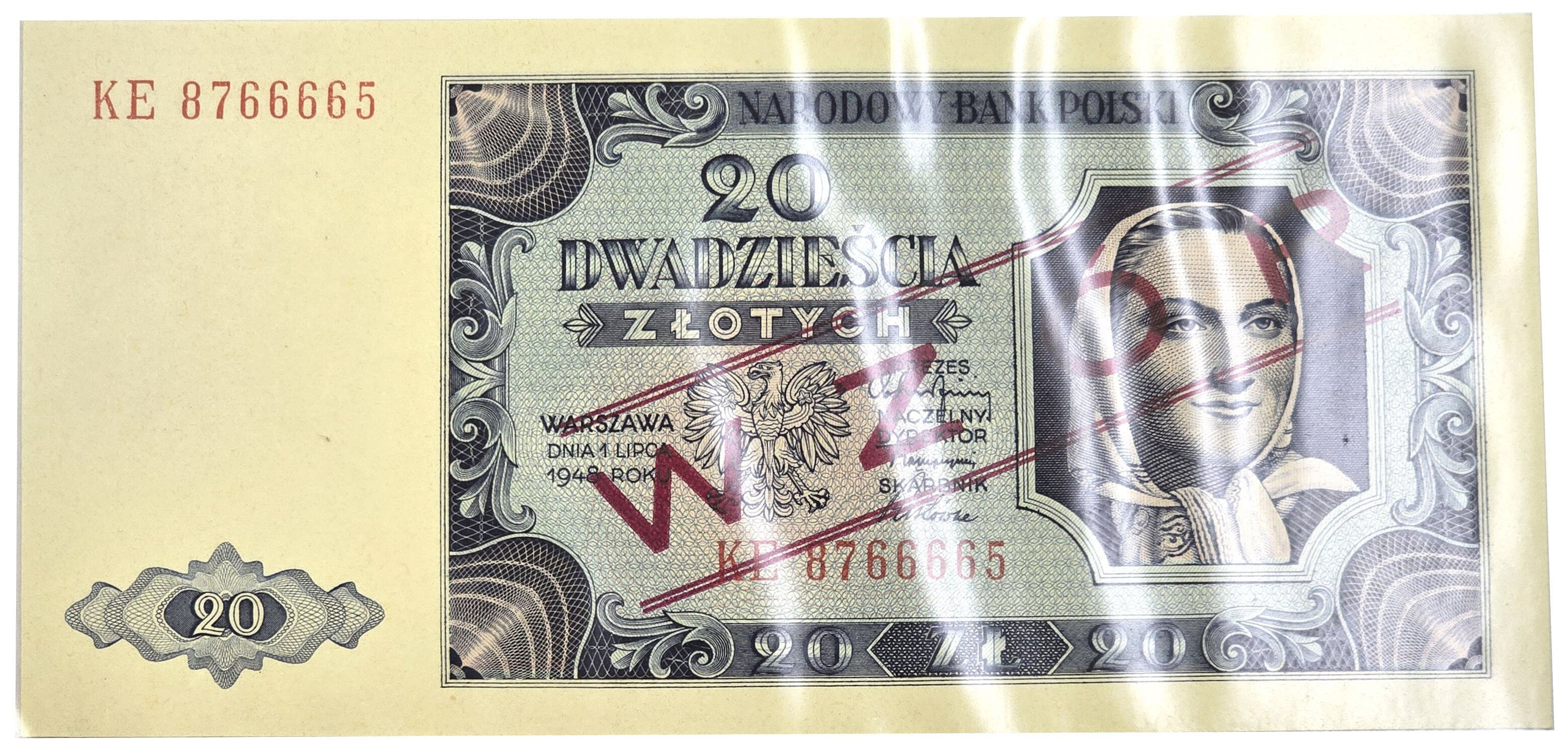 Wzory banknotów polskich 1948 i 1966, zestaw 5 banknotów w klaserze 
