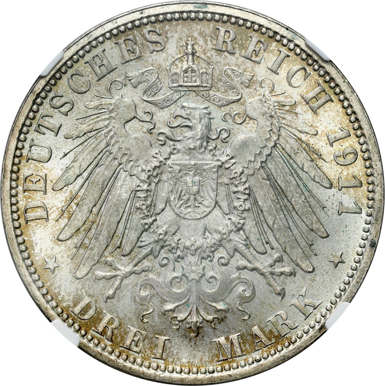 Niemcy, Bawaria. 3 marki 1911 D, Monachium NGC MS65 - PIĘKNE