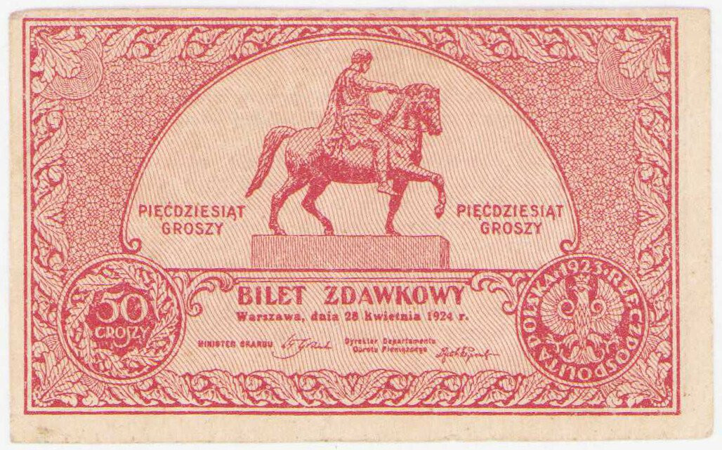 Bilet zdawkowy 50 groszy 1924