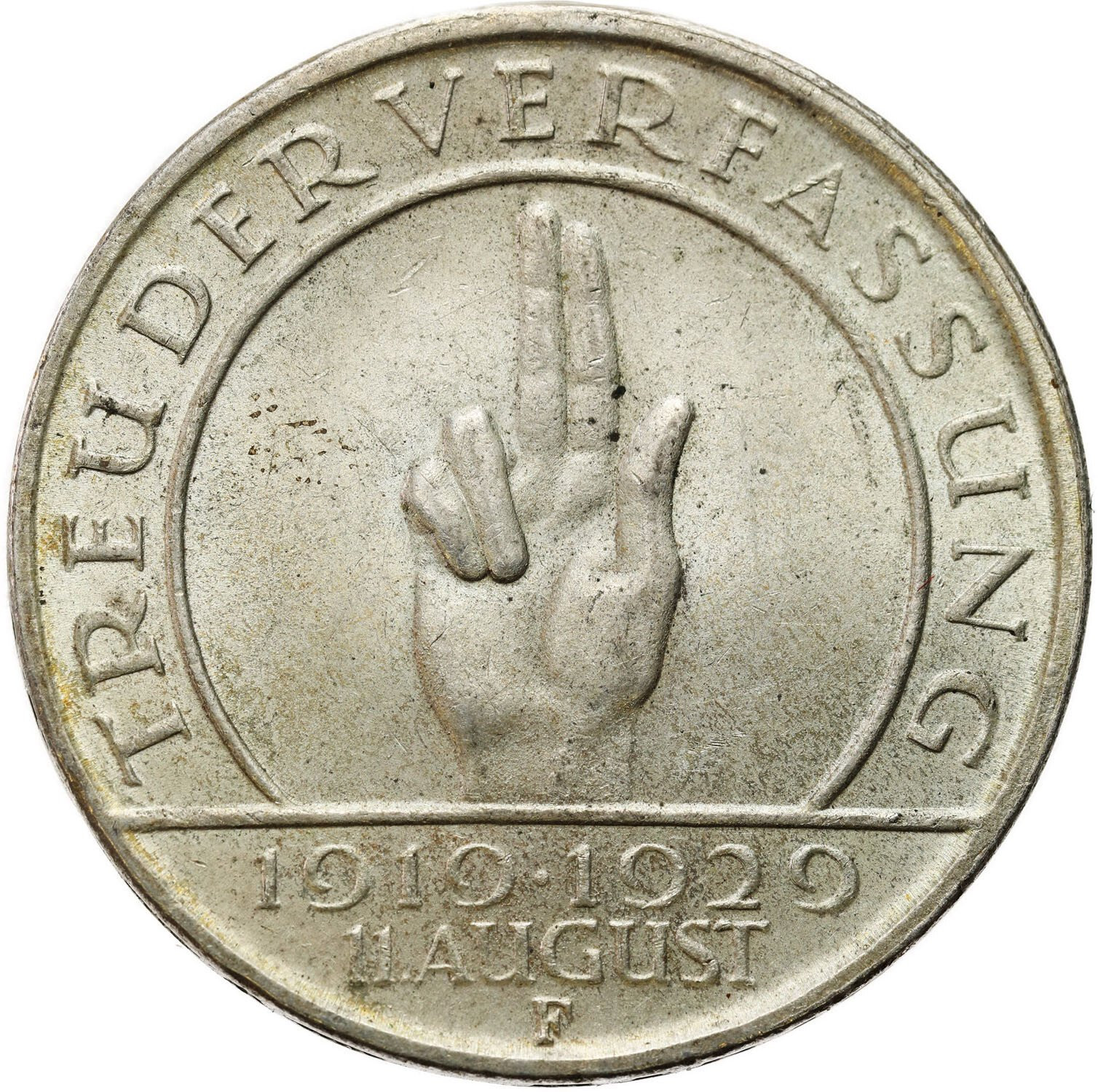 Niemcy, Weimar. 3 marki 1929 F, Stuttgart – PIĘKNE