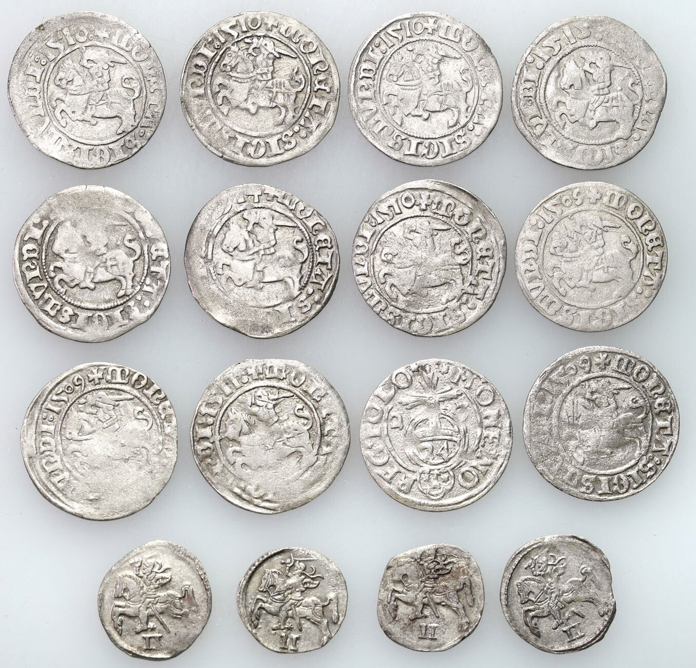 Zygmunt I Stary, Zygmunt II August. Półgrosz, dwudenar, półtorak, zestaw 16 monet 