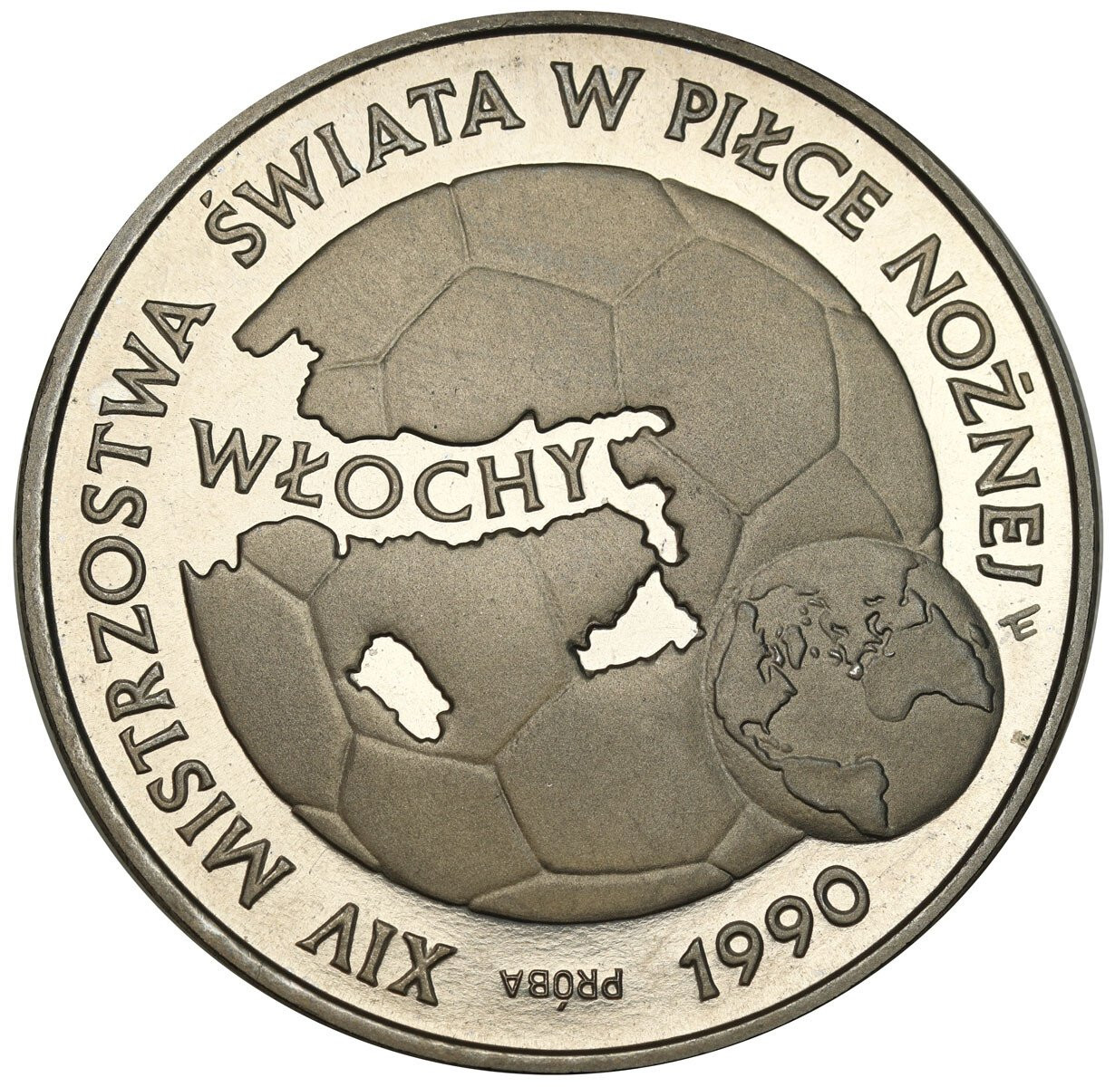 PRL. PRÓBA Nikiel 20 000 złotych 1989 – XIV MŚ w piłce nożnej - Włochy
