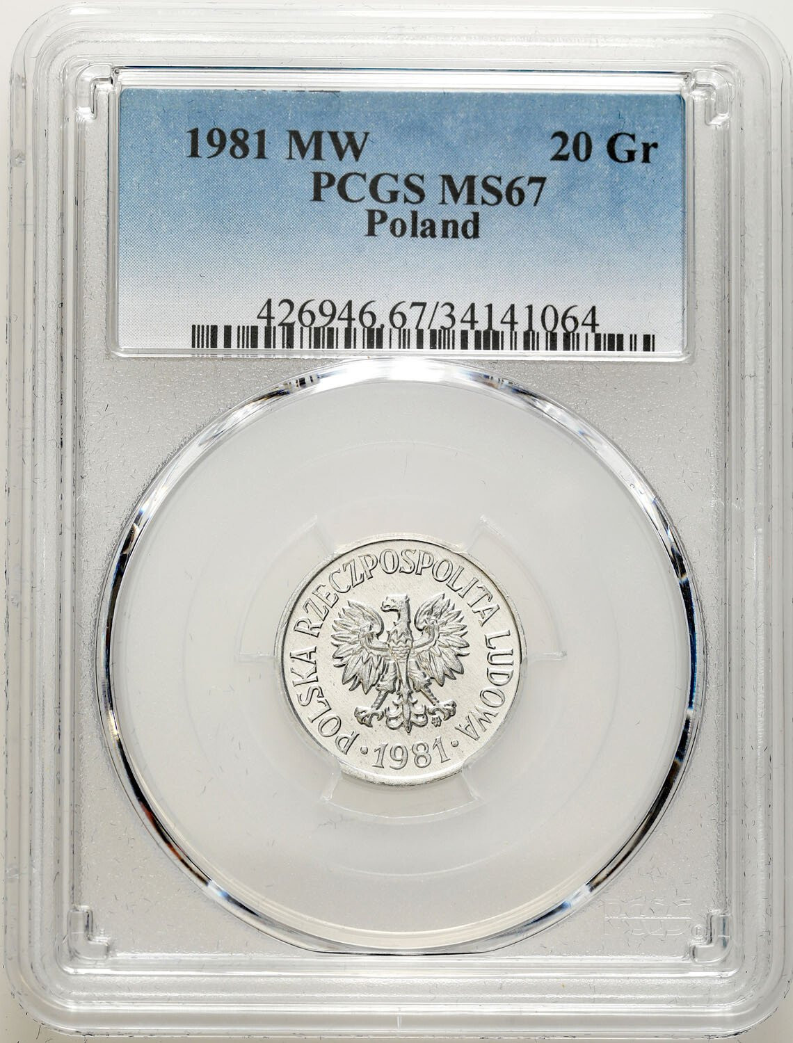 PRL. 20 groszy 1981 PCGS MS67 – PIĘKNE