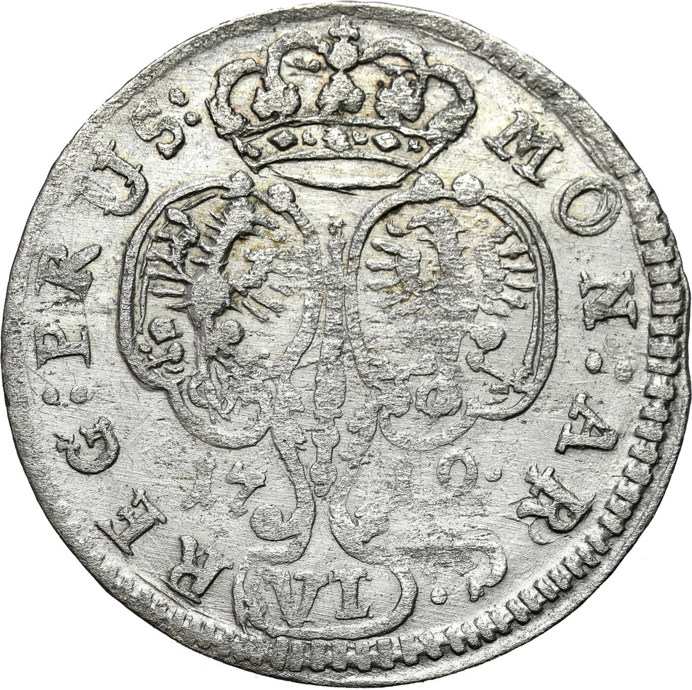 Niemcy, Prusy. Fryderyk Wilhelm I (1713–1740). Szóstak 1719 CG, Królewiec - RZADKI