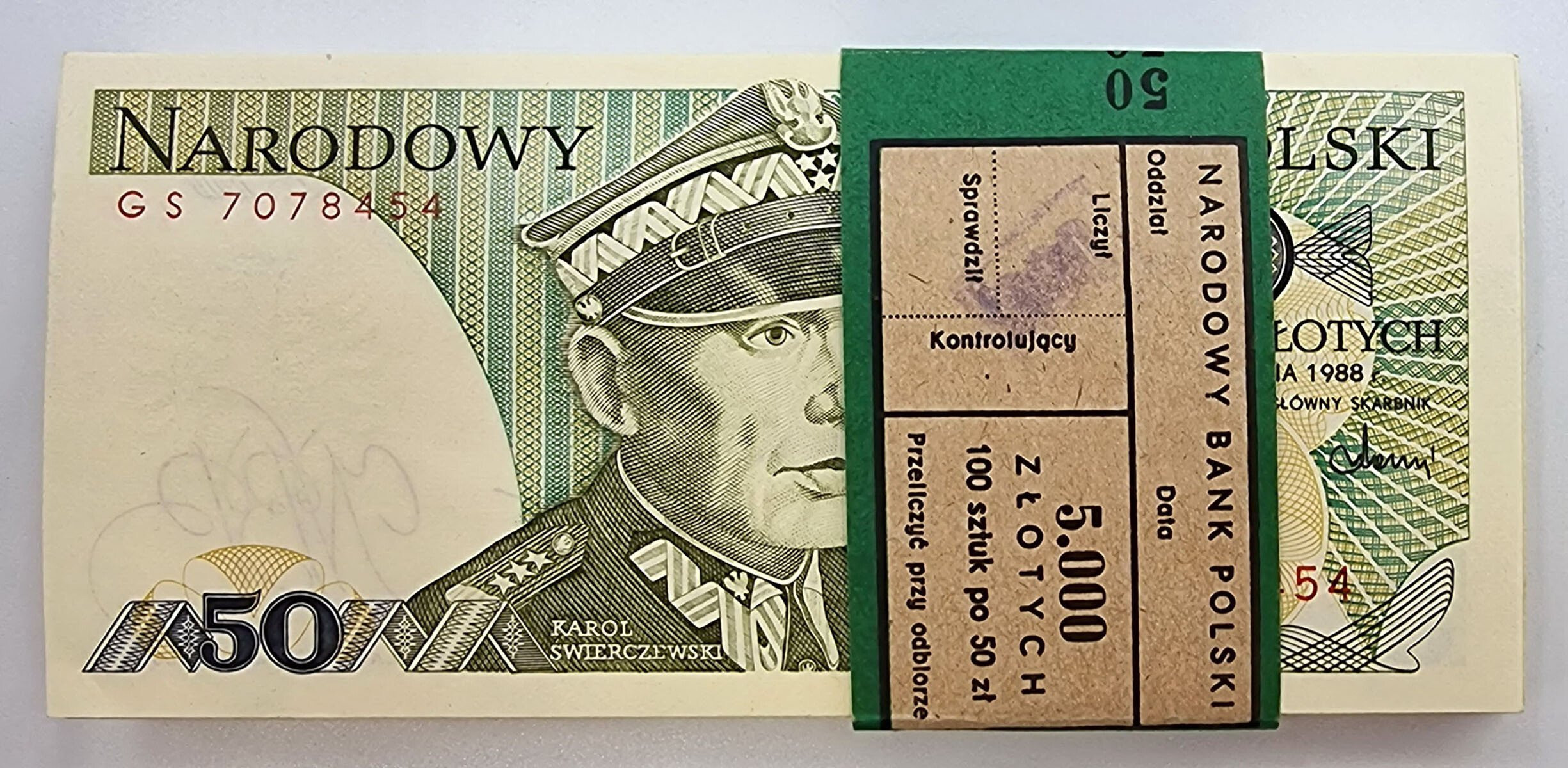 PRL. 50 złotych 1988 seria GS - PACZKA BANKOWA
