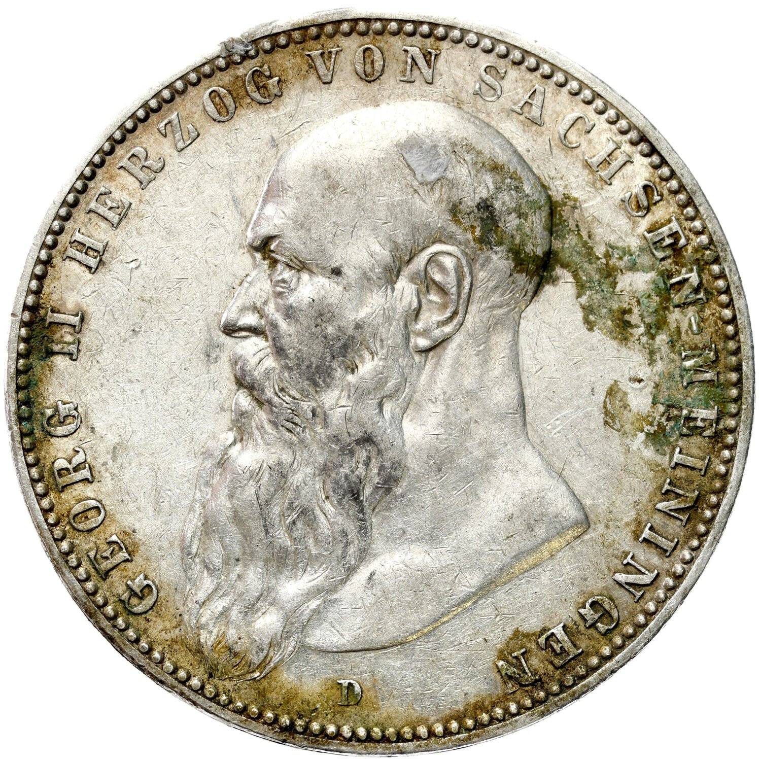 Niemcy, Saksonia-Meiningen. Jerzy II (1866–1914). 5 marek 1902 D, Monachium - RZADKIE