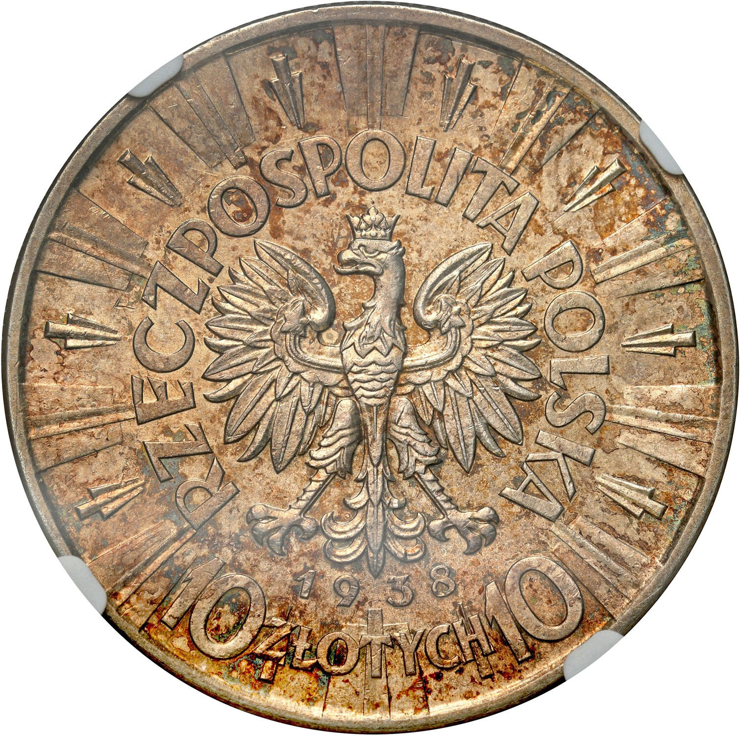 II RP. 10 złotych 1938 Piłsudski NGC AU – RZADKIE